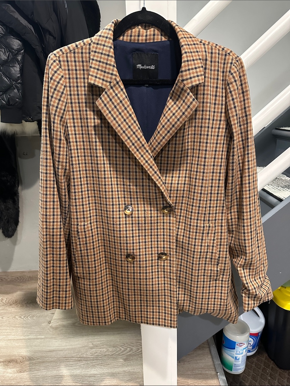 Madewell Plaid Double-Breasted Blazer